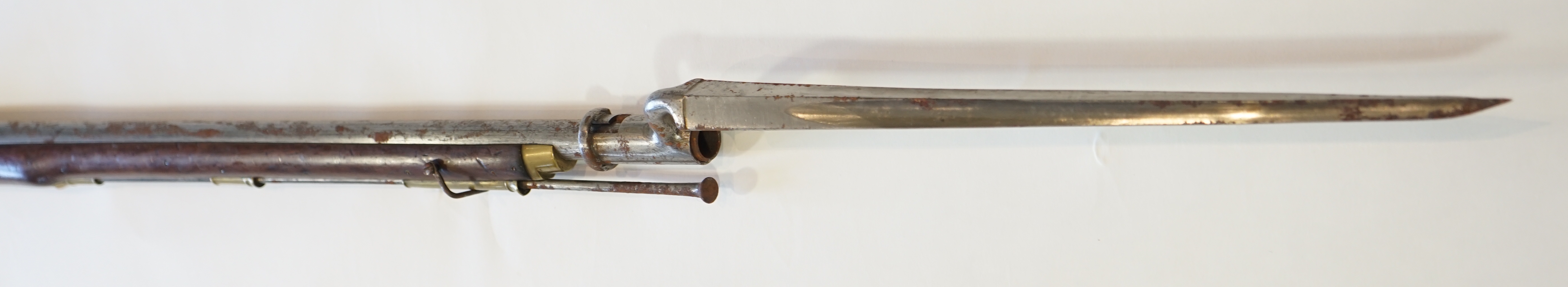 A 10 bore Brown Bess British military flintlock musket, barrel length 36.5 inches